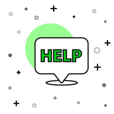 Filled outline Speech bubble with text Help icon isolated on white background. Vector.