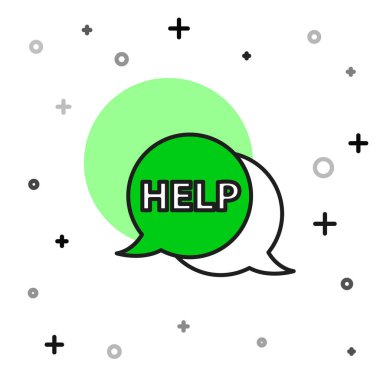 Filled outline Speech bubble with text Help icon isolated on white background. Vector.