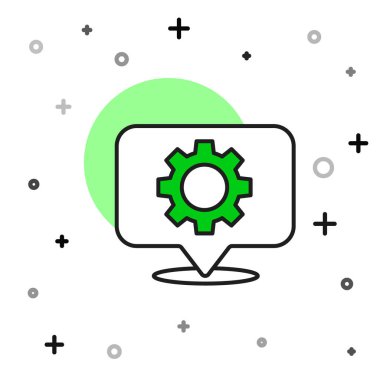 Beyaz arkaplanda izole edilmiş dişli simgesi ile doldurulmuş ana hat konumu. Vektör.