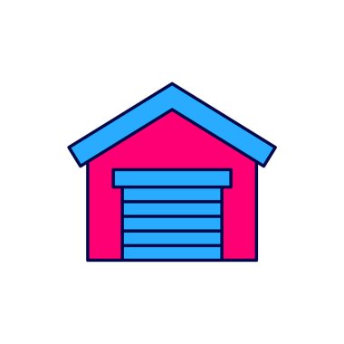 Doldurulmuş garaj simgesi beyaz arkaplanda izole edildi. Vektör.