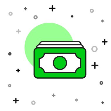 Doldurulmuş kağıt yığınları para para ikonu beyaz arka planda izole. Para desteleri. Para birimi. Vektör.