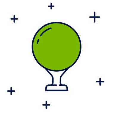 Beyaz arkaplanda izole edilmiş golf topunun ana hatları. Vektör.