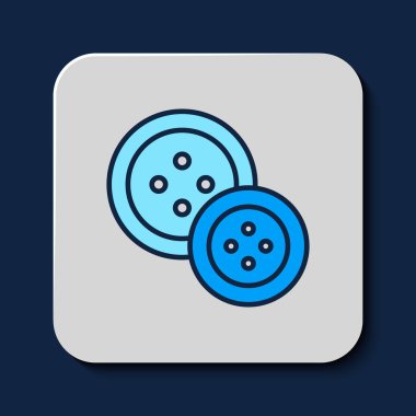 Filled outline Sewing button for clothes icon isolated on blue background. Clothing button. Vector.