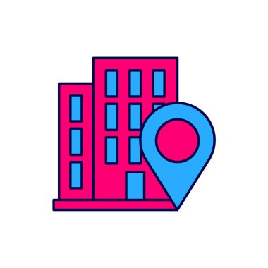 Beyaz arkaplanda izole edilmiş ev simgesiyle doldurulmuş harita göstergesi. Ev konumu belirleyici sembol. Vektör.