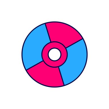 Doldurulmuş CD veya DVD disk simgesi beyaz arkaplanda izole edildi. Küçük disk işareti. Vektör.