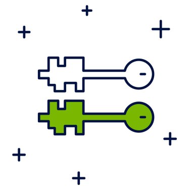 Beyaz arkaplanda izole edilmiş eski anahtar simgesi dolduruldu. Vektör.