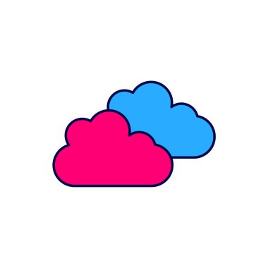 Beyaz arkaplanda izole edilmiş ana hatlı Bulut simgesi. Vektör.