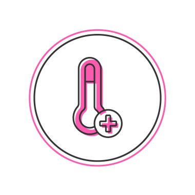 Meteoroloji termometresi doldurulmuş beyaz arkaplanda izole edilmiş ikon. Termometre termometresi sıcak ya da soğuk hava gösteriyor. Vektör.