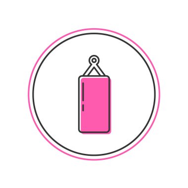 Beyaz arkaplanda izole edilmiş ana hatlı kum torbası simgesi. Vektör.