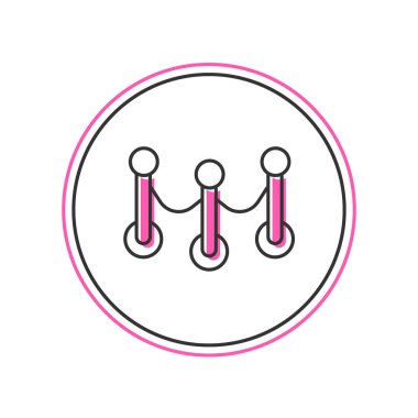 Beyaz arkaplanda izole edilmiş ana hatlı bariyer simgesi. VIP etkinliği, lüks kutlama. Ünlüler partisi girişi. Vektör.