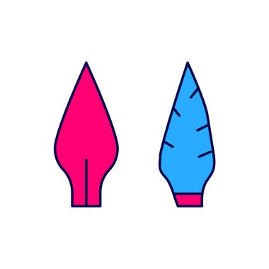 Filled outline Stone age arrow head icon isolated on white background. Medieval weapon. Vector.