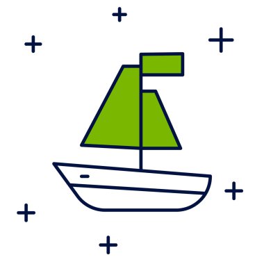 Doldurulmuş oyuncak tekne simgesi beyaz arkaplanda izole edildi. Vektör.