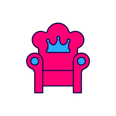 Beyaz arka planda izole edilmiş Ortaçağ taht simgesi. Vektör.