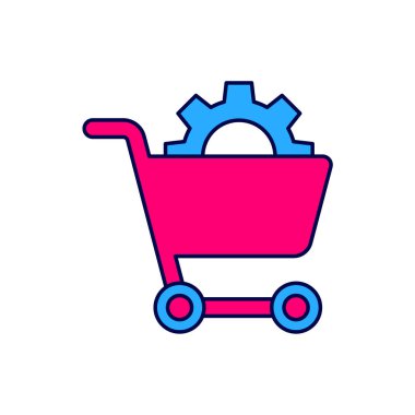 Filled outline Shopping cart icon isolated on white background. Online buying concept. Delivery service. Supermarket basket. Vector.