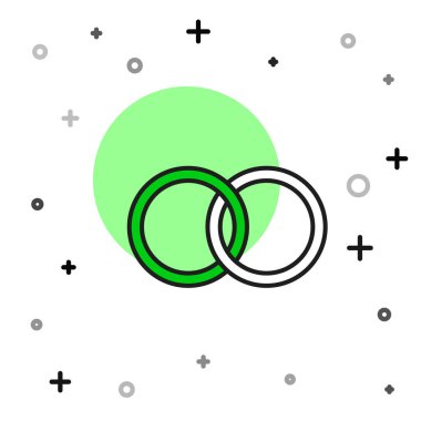 Doldurulmuş alyans simgesi beyaz arkaplanda izole edilmiş. Gelin ve damat mücevher tabelası. Evlilik sembolü. Elmas yüzük. Vektör.