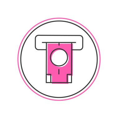 Filled outline ATM - Automated teller machine and money icon isolated on white background. Vector.