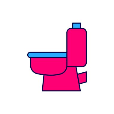 Beyaz arka planda izole edilmiş ana hatlı tuvalet klozeti ikonu. Vektör.