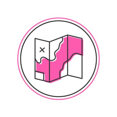 Filled outline Folded map icon isolated on white background. Vector.