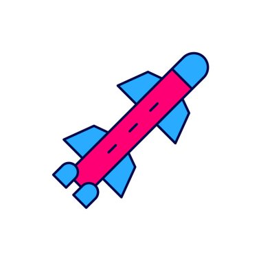 Doldurulmuş Roket simgesi beyaz arkaplanda izole edildi. Vektör.