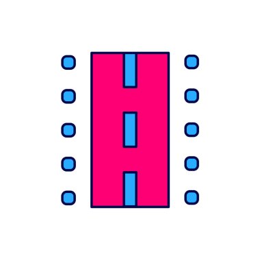 Filled outline Airport runway for taking off and landing aircrafts icon isolated on white background. Vector.