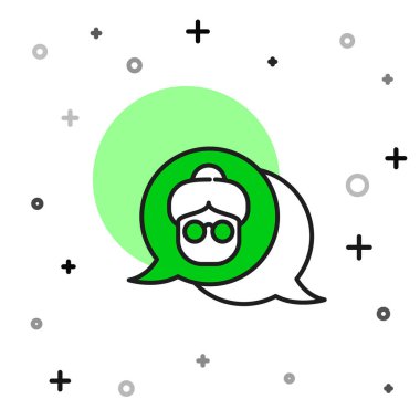 Beyaz arka planda izole edilmiş, ana hatlı büyükanne ikonu. Vektör.