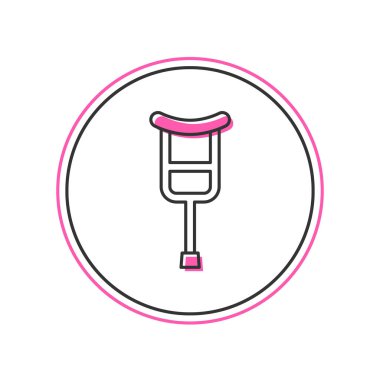 Filled outline Crutch or crutches icon isolated on white background. Equipment for rehabilitation of people with diseases of musculoskeletal system. Vector.