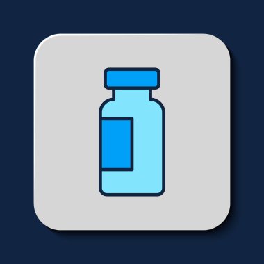 Filled outline Test tube and flask chemical laboratory test icon isolated on blue background. Laboratory glassware sign. Vector.