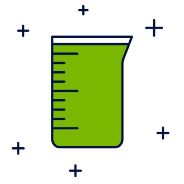 Filled outline Laboratory glassware or beaker icon isolated on white background. Vector.