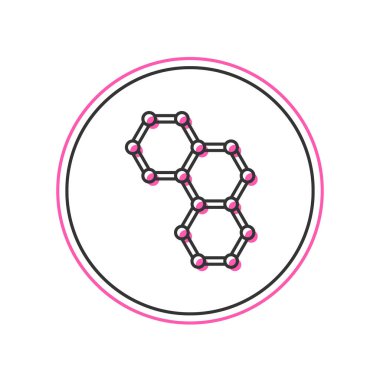 Doldurulmuş Kimyasal Formül simgesi beyaz arkaplanda izole edildi. Yenilikçi tıp, sağlık, araştırma ve bilim için soyut altıgen. Vektör.