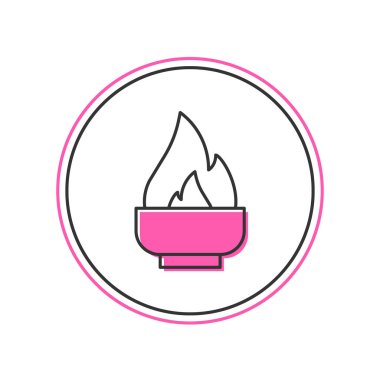 Beyaz arkaplanda izole edilmiş ana hatlı alkol veya ruh yakıcı simgesi. Kimyasal ekipman. Vektör.