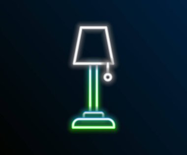 Parlayan neon hattı yer lambası simgesi siyah arkaplanda izole edildi. Renkli taslak konsepti. Vektör.