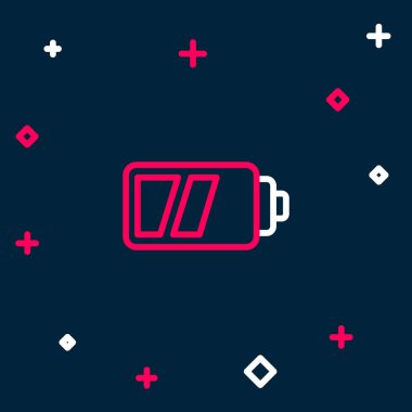 Kamera simgesi için hat pili mavi arkaplanda izole edildi. Şimşek sembolü. Renkli taslak konsepti. Vektör.