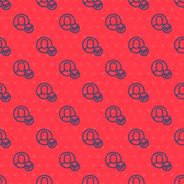 Mavi çizgi İşçi simgesi kırmızı arkaplanda izole edilmiş kusursuz desen. İş simgesi kullanıcı profili simgesi simgesi. Erkek kullanıcı işareti. Vektör.