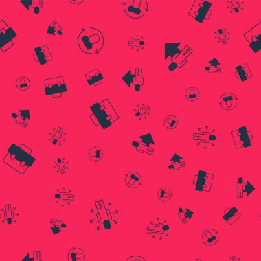 Set Multitasking manager working Exchange Briefcase and Leader of team of executives on seamless pattern. Vector.