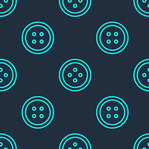 Elbise simgesi için yeşil çizgi dikiş düğmesi mavi arkaplanda izole edilmiş pürüzsüz desen. Giysi düğmesi. Vektör.