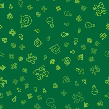 Set line Heart in speech bubble Love text and Bottle with love potion on seamless pattern. Vector.