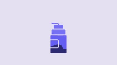 Blue Bottle nasal spray icon isolated on purple background. 4K Video motion graphic animation.