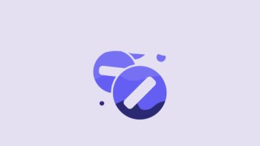 Blue Medicine pill or tablet icon isolated on purple background. Capsule pill and drug sign. Pharmacy design. 4K Video motion graphic animation.