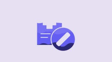 Blue Medical prescription icon isolated on purple background. Rx form. Recipe medical. Pharmacy or medicine symbol. 4K Video motion graphic animation.