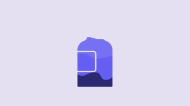 Blue Bottle of medicine syrup icon isolated on purple background. 4K Video motion graphic animation.