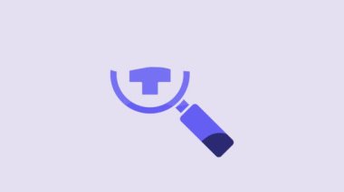 Blue Magnifying glass for search medical icon isolated on purple background. Hospital search. 4K Video motion graphic animation.