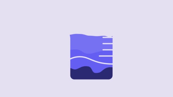 Blue Measuring Cup Icon Isolated Purple Background Plastic Graduated Beaker — ストック動画
