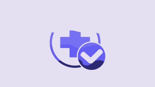 Медична Ікона Синього Хреста Ізольована Фіолетовому Тлі Перша Допомога Діагностика — стокове відео