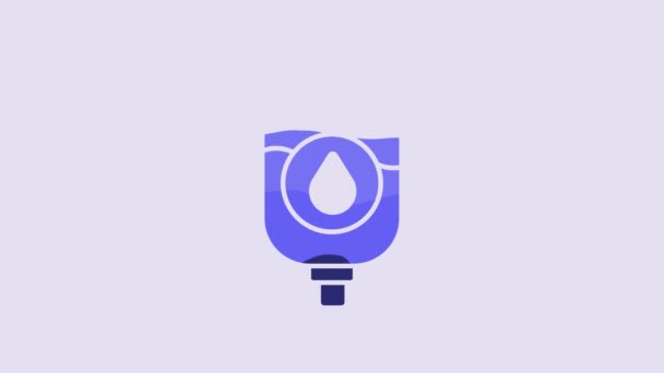 Blue Bag Icon Isolated Purple Background Blood Bag Donate Blood — Stok video