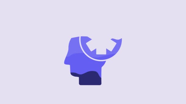 Blue Male Head Hospital Icon Isolated Purple Background Head Mental — Stok video