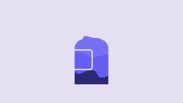 Blue Bottle Medicine Syrup Icon Isolated Purple Background Video Motion — Stockvideo