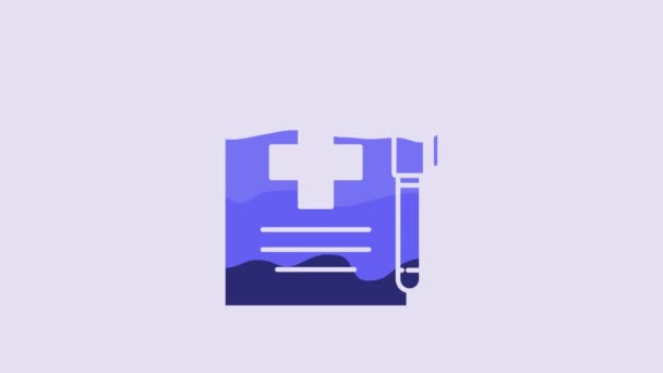 Blue Medical Prescription Pen Icon Isolated Purple Background Form Recipe — Stok video