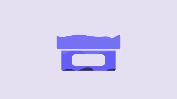 Blauwe Zalf Crème Tube Geneeskunde Pictogram Geïsoleerd Paarse Achtergrond Buis — Stockvideo