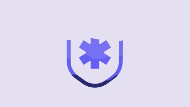 Blue Medical Shield Cross Icon Isolated Purple Background Protection Safety — Stock Video