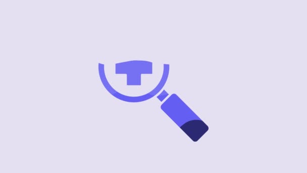 Blue Magnifying Glass Search Medical Icon Isolated Purple Background Hospital — Stock video